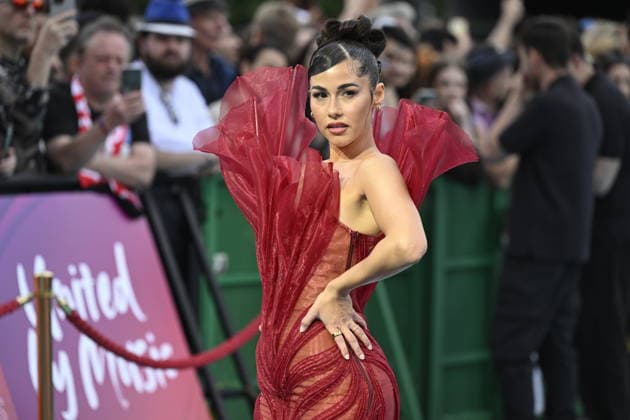 VIENNA, AUSTRIA 20260510 Sarah Engels representing Germany on the turquoise carpet ahead of next week s semi finals and final of this year s Eurovision Song Contest ESC in Vienna, Austria WIEN AUSTRIA x10070x  Copyright: xJessicaxGow TTx EUROVISION 2026 TURQUOISE CARPET yp_pRlRJwNQ