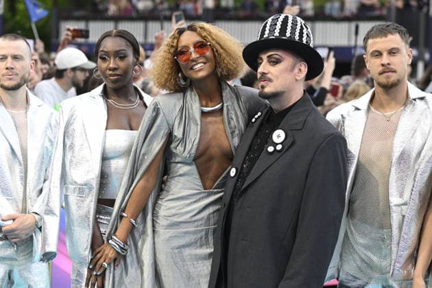 VIENNA, AUSTRIA 20260510 Senhit and Boy George representing San Marino on the turquoise carpet ahead of next week s semi finals and final of this year s Eurovision Song Contest ESC in Vienna, Austria WIEN AUSTRIA ttexport x10070x  Copyright: xJessicaxGow TTx EUROVISION 2026 TURQUOISE CARPET 3WuKkeHg7PA