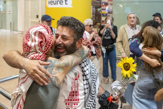 Saif Abukeshek returns to Barcelona after released by Israel BARCELONA, SPAIN - MAY 10: Activist Saif Abukeshek returns to Barcelona-El Prat Airport after being released by Israel following his detention during the interception of the Global Sumud Flotilla in international waters, in Barcelona, Spain on May 10, 2026. Abukeshek, a Palestinian origin activist with Spanish and Swedish nationality, spent ten days in Shikma prison in Ashkelon after being detained on April 30 alongside Brazilian activist Thiago Avila. Abukeshek said he planned to travel to Turkiye in the coming days to rejoin other flotilla activists preparing further initiatives. Lorena Sopena Lopez Anadolu Barcelona Spain. Editorial use only. Please get in touch for any other  Copyright: x2026xAnadoluxLorenaxSopenaxLopezx