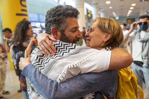 Saif Abukeshek returns to Barcelona after released by Israel BARCELONA, SPAIN - MAY 10: Activist Saif Abukeshek returns to Barcelona-El Prat Airport after being released by Israel following his detention during the interception of the Global Sumud Flotilla in international waters, in Barcelona, Spain on May 10, 2026. Abukeshek, a Palestinian origin activist with Spanish and Swedish nationality, spent ten days in Shikma prison in Ashkelon after being detained on April 30 alongside Brazilian activist Thiago Avila. Abukeshek said he planned to travel to Turkiye in the coming days to rejoin other flotilla activists preparing further initiatives. Lorena Sopena Lopez Anadolu Barcelona Spain. Editorial use only. Please get in touch for any other  Copyright: x2026xAnadoluxLorenaxSopenaxLopezx