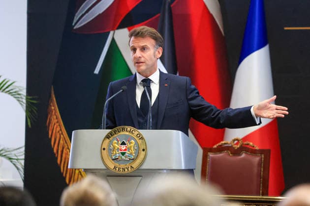 French President Emmanuel Macron in Kenya NAIROBI, KENYA - MAY 10: French President Emmanuel Macron and Kenyan President William Ruto (not seen) hold a joint press conference following their bilateral meeting during Macron’s official visit in Nairobi, Kenya, on May 10, 2026. Lucas Mukasa Anadolu Nairobi Kenya. Editorial use only. Please get in touch for any other usage.  Copyright: x2026xAnadoluxLucasxMukasax