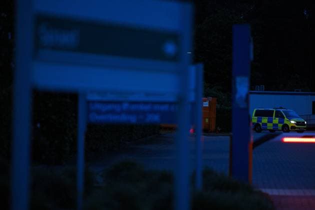 A police car pictured at Antwerp UZ hospital, as the arrival of the two Belgian passengers of the MV Hondius cruise ship is expected, Sunday 10 May 2026. A Dutch plane took off from the Canary Island of Tenerife earlier today and landed in Eindhoven, Netherlands, with a total of 26 passengers and crew members of the MV Hondius cruise ship, affected by a hantavirus outbreak  NICOLASxMAETERLINCK 173447988
