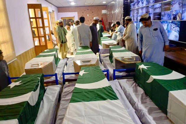 May 10, 2026, Peshawar, Peshawar, Pakistan: Funeral for victims of attack at police station in Pakistan..Relatives and police officials attend the funeral of victims of a car bomb attack at a police post in Bannu, KPK province, Pakistan, 10 May 2026. According to police officials, at least 12 police personnel were killed and several others injured after an explosives-laden vehicle struck the checkpoint, followed by an exchange of fire with militants in the northwestern Bannu district bordering Afghanistan. Peshawar Pakistan - ZUMAa217 20260510_znp_a217_001 Copyright: xHussainxAlix