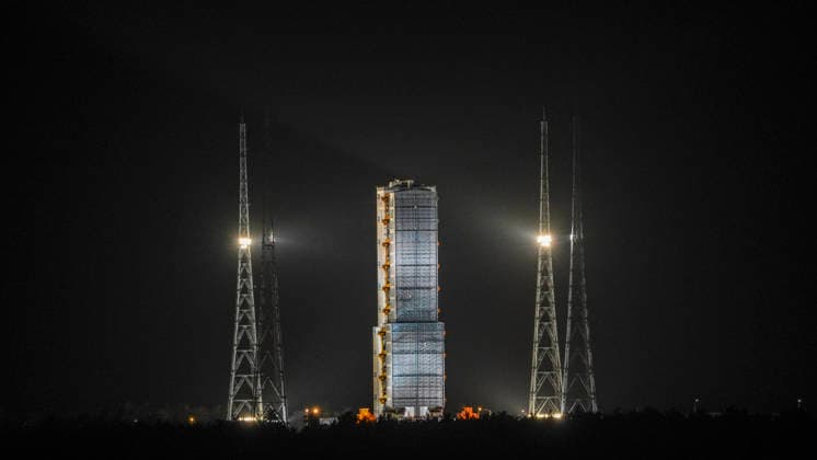 WENCHANG, CHINA - MAY 10: The combination of the Tianzhou-10 cargo craft and a Long March 7 carrier rocket is ready for launch at Wenchang Spacecraft Launch Site on May 10, 2026 in Wenchang, Hainan Province of China. China plans to launch the Tianzhou-10 cargo spacecraft from the Wenchang Spacecraft Launch Site in the southern island province of Hainan around 8:13 a.m. (Beijing Time) on May 11.  Copyright: xVCGx 111640508181