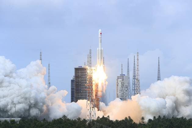 WENCHANG, CHINA - MAY 11: A Long March 7 carrier rocket carrying the Tianzhou-10 cargo craft blasts off from Wenchang Spacecraft Launch Site on May 11, 2026 in Wenchang, Hainan Province of China. China launched the cargo craft Tianzhou-10 from the Wenchang Spacecraft Launch Site on the morning of May 11 to deliver supplies for its orbiting Tiangong space station.  Copyright: xVCGx 111640597484