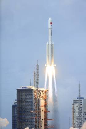 WENCHANG, CHINA - MAY 11: A Long March 7 carrier rocket carrying the Tianzhou-10 cargo craft blasts off from Wenchang Spacecraft Launch Site on May 11, 2026 in Wenchang, Hainan Province of China. China launched the cargo craft Tianzhou-10 from the Wenchang Spacecraft Launch Site on the morning of May 11 to deliver supplies for its orbiting Tiangong space station.  Copyright: xVCGx 111640597421
