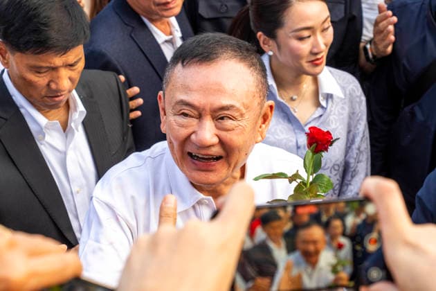 May 11, 2026, Bangkok, Bangkok, Thailand: Former Thai Prime Minister Thaksin Shinawatra smiles shortly after leaving Klong Prem Central Prison after being released on parole in Bangkok, Thailand, on May 11, 2026. Thaksin, who served as prime minister from 2001 until he was ousted in a 2006 military coup, had served two-thirds of a one-year sentence. He was convicted on corruption charges in 2023 and initially sentenced to eight years in prison, a term later reduced to one year by royal pardon. His case sparked renewed controversy after he spent nearly all of his initial detention in a luxury ward at Thailandâ€⠢s Police General Hospital before being returned to prison. Bangkok Thailand - ZUMAt128 20260511_zap_t128_001 Copyright: xAdryelxTalamantesx