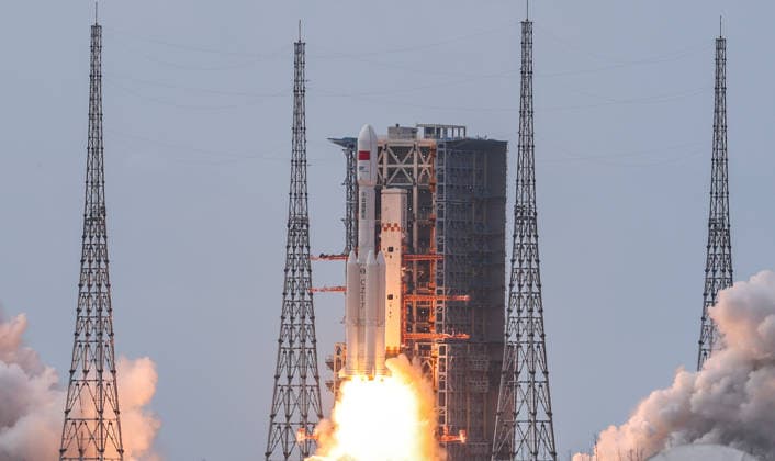 (260511) -- WENCHANG, May 11, 2026 -- A Long March-7 Y11 carrier rocket carrying the cargo craft Tianzhou-10 blasts off from the Wenchang Spacecraft Launch Site in south China s Hainan Province, May 11, 2026. China launched the cargo craft Tianzhou-10 from the Wenchang Spacecraft Launch Site on Monday morning to deliver supplies for its orbiting Tiangong space station, according to the China Manned Space Agency. ) (EyesOnSci) CHINA-HAINAN-WENCHANG-CARGO CRAFT-LAUNCH (CN) YangxGuanyu 