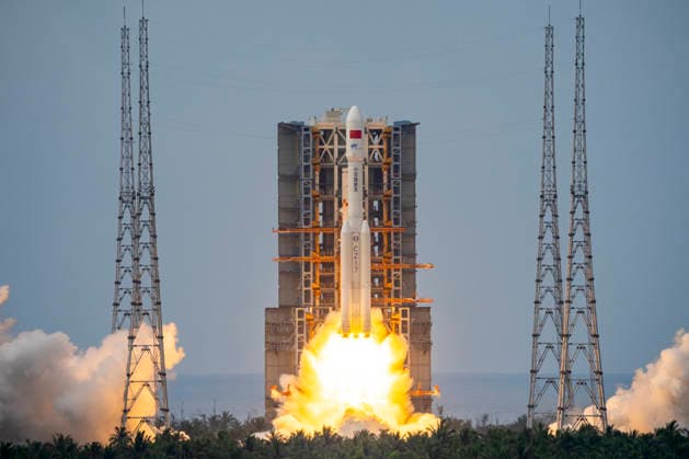 WENCHANG, CHINA - MAY 11: A Long March 7 carrier rocket carrying the Tianzhou-10 cargo craft blasts off from Wenchang Spacecraft Launch Site on May 11, 2026 in Wenchang, Hainan Province of China. China launched the cargo craft Tianzhou-10 from the Wenchang Spacecraft Launch Site on the morning of May 11 to deliver supplies for its orbiting Tiangong space station.  Copyright: xVCGx 111640602309