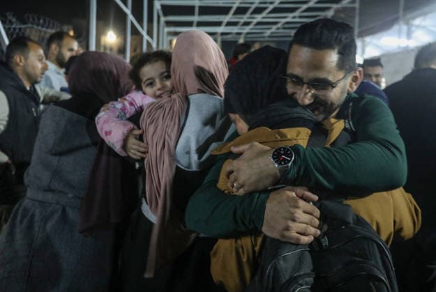 Palestinian patients receiving treatment in Egypt returned to Gaza via the Rafah Border Crossing KHAN YUNIS, GAZA, PALESTINE - MAY 11: Palestinian patients and their companions return to the Gaza Strip from Egypt through the Rafah border crossing in Khan Yunis, Gaza, Palestine on May 11, 2026. The Palestinians, who had been receiving treatment in Egypt, were transported by buses to Nasser Hospital in Khan Yunis in southern Gaza, where they were met with emotional reunions by family members waiting outside the hospital. Abed Rahim Khatib Anadolu Khan Yunis Gaza. Editorial use only. Please get in touch for any other usage.  Copyright: x2026xAnadoluxAbedxRahimxKhatibx