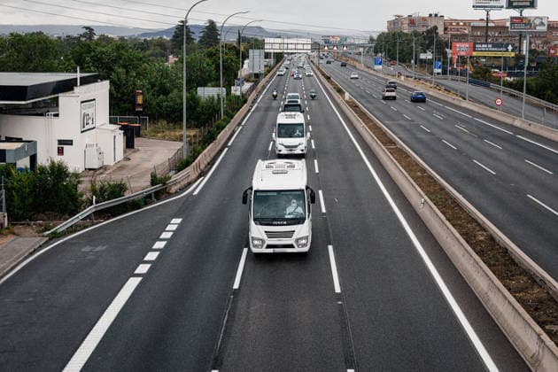 Spanish citizens from the MV Hondius cruise ship arrive in Madrid The convoy with the Spanish passengers heads along the A2 to the Hospital Central de la Defensa Gómez Ulla, on May 10, 2026, in Madrid Spain The 14 Spaniards who were traveling on the MV Hondius cruise ship affected by an outbreak of hantavirus are transferred to Hospital Gómez Ulla to begin a preventive quarantine 10 MAY 2026 Carlos Lujá Madrid Madrid Madrid Espana  Copyright: xCarlosxLujanx 7512840