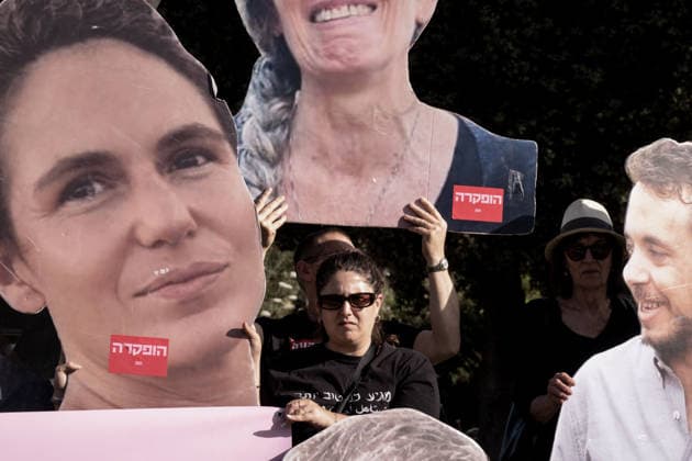 May 11, 2026, Jerusalem, Israel: Protesters gather at the entrance to the Knesset as the Israeli parliament reconvenes after a six week spring recess. Demonstrators hold enlarged placards depicting victims of the October 7, 2023, massacre, which claimed approximately 1,200 lives, and the 46 hostages taken alive and subsequently murdered or found dead in Hamas captivity. The rally demands a judiciary appointed independent national committee of inquiry into government negligence, which protesters claim led to the initial security failure and the deaths of over 1,150 Israeli security personnel in the ensuing battles. With the current governmentÃ¢â‚¬â ¢s mandate potentially lasting until October 2026, the group is calling for immediate accounta  - ZUMAa126 20260511_zap_a126_005 Copyright: xNirxAlonx