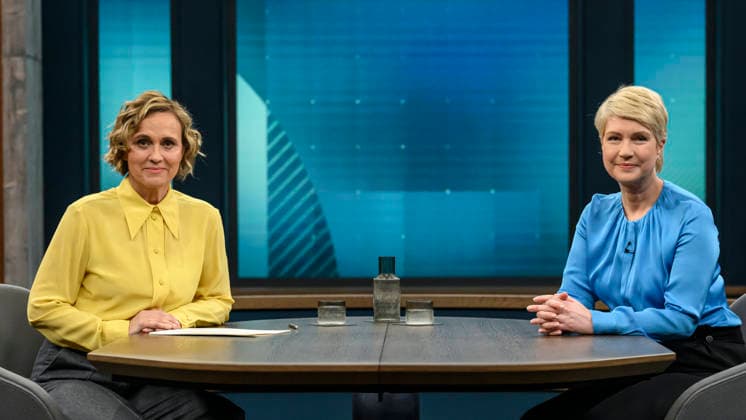 in the picture from l Caren Miosga, Manuela Schwesig, Minister President Mecklenburg Vorpommern, SPD, GER, Berlin, Studio, guest of Caren Miosga, Polittalk, TV, format, recording, Das Erste, recorded, from Adlershof at Studio 20, topic How does the SPD want to regain trust, Ms. Schwesig 10 05 2026 Copyright: HMBxMedia UwexKoch