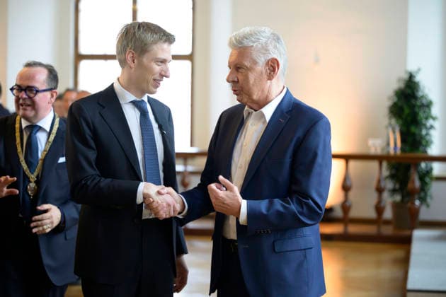 Lord Mayor Dominik Krause and former Lord Mayor Dieter Reiter Festive inaugural meeting of the City Council of the City of Munich term of office 2026 to 2032 in the ballroom of the old City Hall, Munich 11 05 2026
