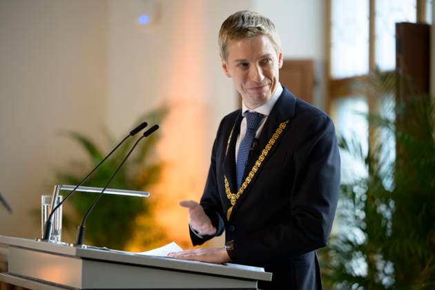 v l Lord Mayor Dominik Krause Festive inaugural meeting of the City Council of the City of Munich, term of office 2026 to 2032 in the ballroom of the old City Hall, Munich 11 05 2026