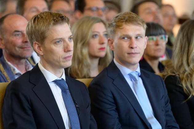 From left Lord Mayor Dominik Krause and his friend Sebastian Müller Festive opening session of the City Council of the City of Munich term of office 2026 to 2032 in the ballroom of the old City Hall, Munich 11 05 2026