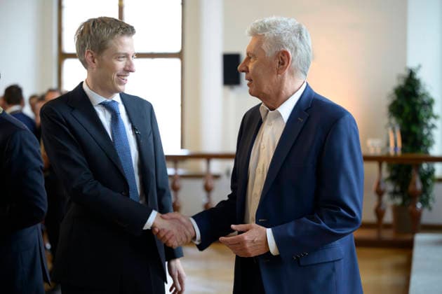 Lord Mayor Dominik Krause and former Lord Mayor Dieter Reiter Festive inaugural meeting of the City Council of the City of Munich term of office 2026 to 2032 in the ballroom of the old City Hall, Munich 11 05 2026