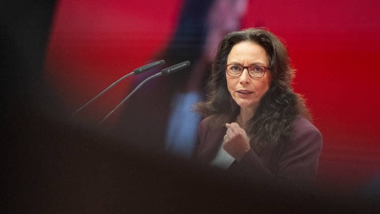 Re-elected DGB Federal Chairwoman Yasmin Fahimi gives her keynote speech DGB Federal Congress 2026 in Berlin German Trade Union Confederation, Berlin Berlin Germany Hotel Estrel