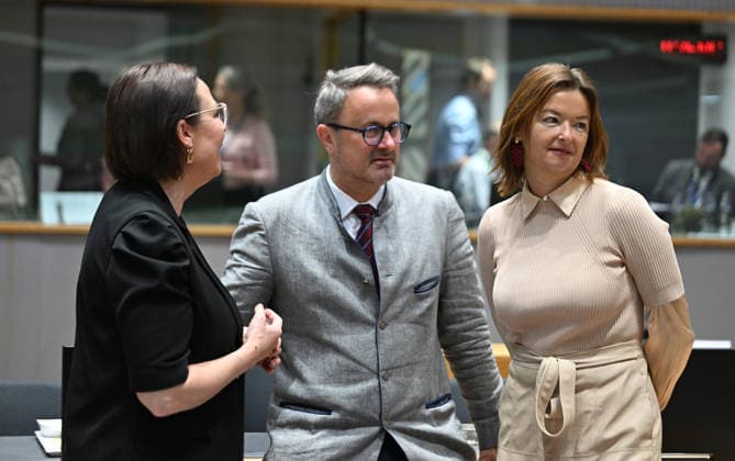 Foreign Affairs Council in Brussels BRUSSELS, BELGIUM - MAY 11: Swedish Foreign Minister Maria Malmer Stenergard (L), Luxembourg s Minister of Foreign Affairs, Xavier Bettel (C), and Slovenian Minister of Foreign and European Affairs Tanja Fajon (R) attend the Foreign Affairs Council, which will focus on Western Balkans, Ukraine and Syria, in Brussels, Belgium on May 11, 2026. Dursun Aydemir Anadolu Brussels Belgium. Editorial use only. Please get in touch for any other usage.  Copyright: x2026xAnadoluxDursunxAydemirx