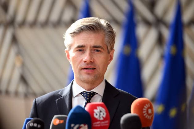 Foreign Affairs Council in Brussels BRUSSELS, BELGIUM - MAY 11: Lithuanian Foreign Minister Kestutis Budrys speaks to press ahead of Foreign Affairs Council which will focus on Western Balkans, Ukraine and Syria, in Brussels, Belgium on May 11, 2026. Dursun Aydemir Anadolu Brussels Belgium. Editorial use only. Please get in touch for any other usage.  Copyright: x2026xAnadoluxDursunxAydemirx