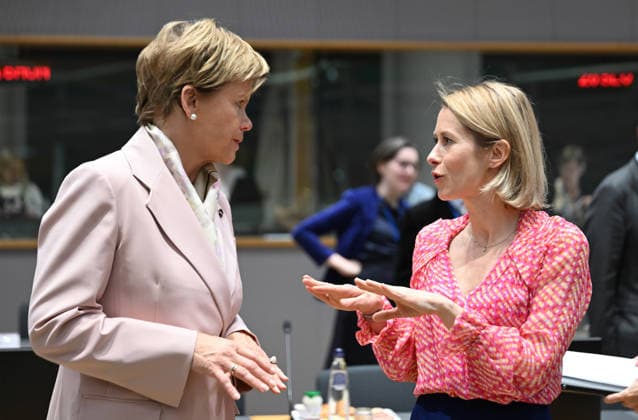Foreign Affairs Council in Brussels BRUSSELS, BELGIUM - MAY 11: Latvian Foreign Minister Baiba Braze (L) and EU High Representative for Foreign Affairs and Security Policy, Kaja Kallas (R) attend the Foreign Affairs Council, which will focus on Western Balkans, Ukraine and Syria, in Brussels, Belgium on May 11, 2026. Dursun Aydemir Anadolu Brussels Belgium. Editorial use only. Please get in touch for any other usage.  Copyright: x2026xAnadoluxDursunxAydemirx