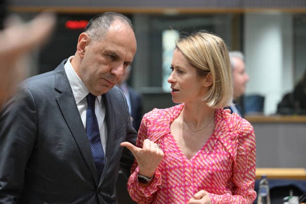 Foreign Affairs Council in Brussels BRUSSELS, BELGIUM - MAY 11: Greek Foreign Minister Giorgos Gerapetritis (L) and EU High Representative for Foreign Affairs and Security Policy, Kaja Kallas (R) attend the Foreign Affairs Council, which will focus on Western Balkans, Ukraine and Syria, in Brussels, Belgium on May 11, 2026. Dursun Aydemir Anadolu Brussels Belgium. Editorial use only. Please get in touch for any other usage.  Copyright: x2026xAnadoluxDursunxAydemirx