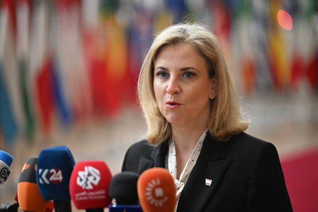 Foreign Affairs Council in Brussels BRUSSELS, BELGIUM - MAY 11: Austrian Minister for European and International Affairs Beate Meinl-Reisinger speaks to press ahead of Foreign Affairs Council which will focus on Western Balkans, Ukraine and Syria, in Brussels, Belgium on May 11, 2026. Dursun Aydemir Anadolu Brussels Belgium. Editorial use only. Please get in touch for any other usage.  Copyright: x2026xAnadoluxDursunxAydemirx