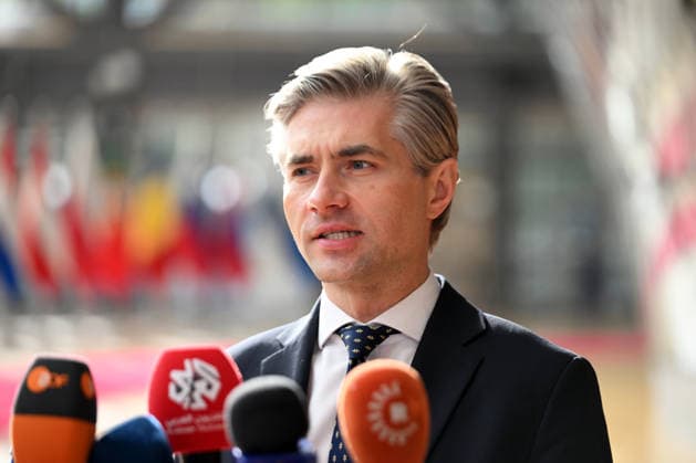 Foreign Affairs Council in Brussels BRUSSELS, BELGIUM - MAY 11: Lithuanian Foreign Minister Kestutis Budrys speaks to press ahead of Foreign Affairs Council which will focus on Western Balkans, Ukraine and Syria, in Brussels, Belgium on May 11, 2026. Dursun Aydemir Anadolu Brussels Belgium. Editorial use only. Please get in touch for any other usage.  Copyright: x2026xAnadoluxDursunxAydemirx