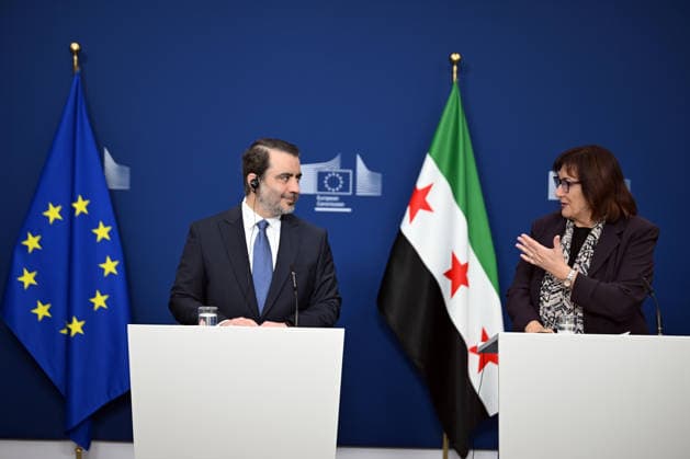 Dubravka Suica - Asad Hassan Sheybani meeting in Brussels BRUSSELS, BELGIUM - MAY 11: European Commission member responsible for the Mediterranean Dubravka Suica and Syrian Foreign Minister Asad Hassan Sheybani hold a joint press conference within the Syria Partnership Coordination Forum held in Brussels, Belgium on May 11, 2026. Dursun Aydemir Anadolu Brussels Belgium. Editorial use only. Please get in touch for any other usage.  Copyright: x2026xAnadoluxDursunxAydemirx
