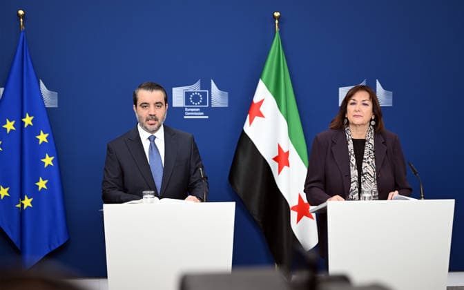 Dubravka Suica - Asad Hassan Sheybani meeting in Brussels BRUSSELS, BELGIUM - MAY 11: European Commission member responsible for the Mediterranean Dubravka Suica and Syrian Foreign Minister Asad Hassan Sheybani hold a joint press conference within the Syria Partnership Coordination Forum held in Brussels, Belgium on May 11, 2026. Dursun Aydemir Anadolu Brussels Belgium. Editorial use only. Please get in touch for any other usage.  Copyright: x2026xAnadoluxDursunxAydemirx