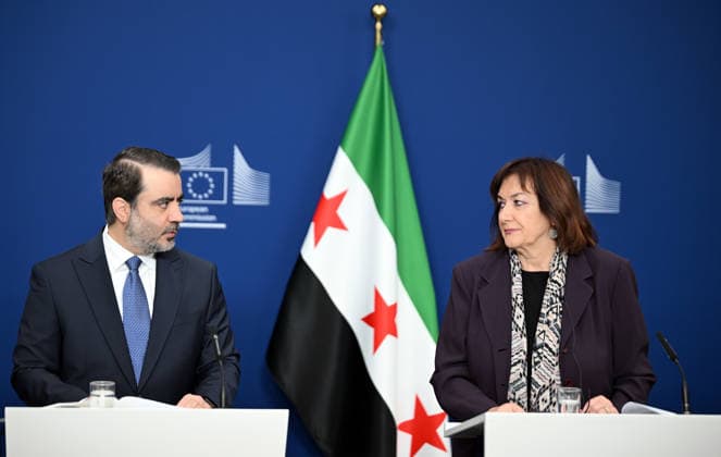 Dubravka Suica - Asad Hassan Sheybani meeting in Brussels BRUSSELS, BELGIUM - MAY 11: European Commission member responsible for the Mediterranean Dubravka Suica and Syrian Foreign Minister Asad Hassan Sheybani hold a joint press conference within the Syria Partnership Coordination Forum held in Brussels, Belgium on May 11, 2026. Dursun Aydemir Anadolu Brussels Belgium. Editorial use only. Please get in touch for any other usage.  Copyright: x2026xAnadoluxDursunxAydemirx
