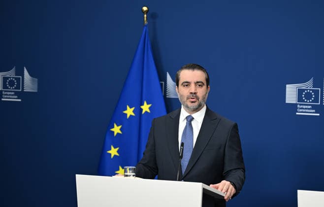 Dubravka Suica - Asad Hassan Sheybani meeting in Brussels BRUSSELS, BELGIUM - MAY 11: European Commission member responsible for the Mediterranean Dubravka Suica and Syrian Foreign Minister Asad Hassan Sheybani hold a joint press conference within the Syria Partnership Coordination Forum held in Brussels, Belgium on May 11, 2026. Dursun Aydemir Anadolu Brussels Belgium. Editorial use only. Please get in touch for any other usage.  Copyright: x2026xAnadoluxDursunxAydemirx