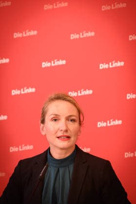 Berlin, Pressekonferenz Die Linke mit Ines Schwerdtner Pressekonferenz der Partei Die Linke mit Ines Schwerdtner (Ko-Vorsitzende Die Linke) zu aktuellen politischen Themen am 11.05.2026 im Karl-Liebknecht-Haus in Berlin. Berlin Karl-Liebknecht-Haus Berlin Deutschland