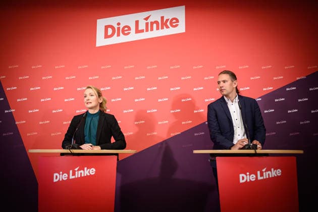 Berlin, Press conference Die Linke with Ines Schwerdtner Press conference of the party Die Linke with Ines Schwerdtner Co-Chairwoman Die Linke on current political issues on 11 05 2026 at Karl Liebknecht Haus in Berlin Berlin Karl Liebknecht Haus Berlin Germany
