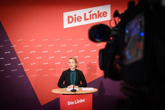 Berlin, Press conference Die Linke with Ines Schwerdtner Press conference of the party Die Linke with Ines Schwerdtner Co-Chairwoman Die Linke on current political issues on 11 05 2026 at Karl Liebknecht Haus in Berlin Berlin Karl Liebknecht Haus Berlin Germany