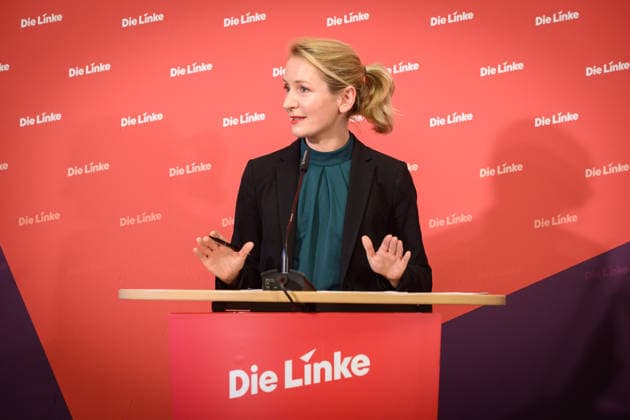 Berlin, Press conference Die Linke with Ines Schwerdtner Press conference of the party Die Linke with Ines Schwerdtner Co-Chairwoman Die Linke on current political issues on 11 05 2026 at Karl Liebknecht Haus in Berlin Berlin Karl Liebknecht Haus Berlin Germany