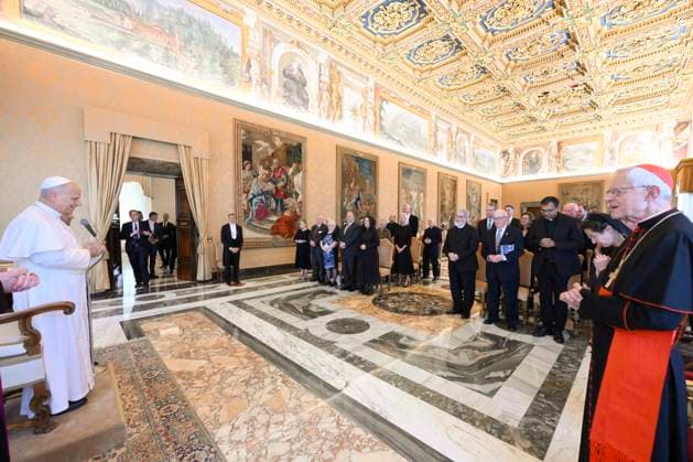 ITALY - POPE LEO XIV RECEIVES MEMBERS OF THE BOARD OF THE VATICAN OBSERVATORY FOUNDATION DURING A PRIVATE AUDIENCE IN THE VATICAN - 2026 5 11 Italy,Vatican,Rome 2026 5 11 Pope Leo XIV receives Members of the Board of the Vatican Observatory Foundation during a private audience in The Vatican. EDITORIAL USE ONLY - NO BOOKS Copyright: xVATICANxMEDIAx