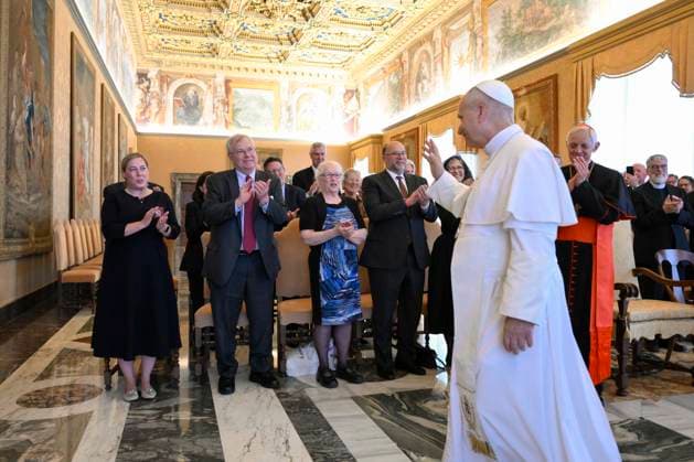 ITALY - POPE LEO XIV RECEIVES MEMBERS OF THE BOARD OF THE VATICAN OBSERVATORY FOUNDATION DURING A PRIVATE AUDIENCE IN THE VATICAN - 2026 5 11 Italy,Vatican,Rome 2026 5 11 Pope Leo XIV receives Members of the Board of the Vatican Observatory Foundation during a private audience in The Vatican. EDITORIAL USE ONLY - NO BOOKS Copyright: xVATICANxMEDIAx