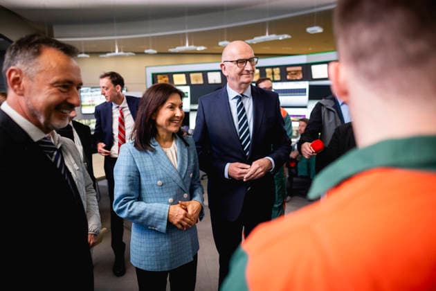 Federal Economics Minister Katherina Reiche CDU visits the PCK in Schwedt on Monday together with Brandenburgs State Premier Dietmar Woidke SPD, 11 05 2026 Photographed on behalf of the BMWE Schwedt Germany Copyright: xJulianexSonntag BMWEx