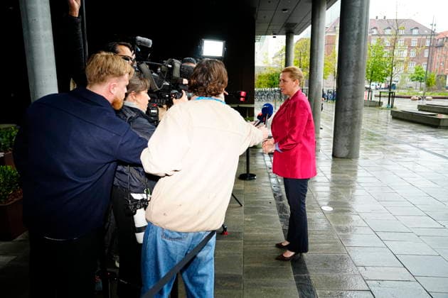 Denmark government negotiations Acting Danish Prime Minister Mette Frederiksen arrives for a meeting with appointed royal investigator Troels Lund Poulsen on negotiations to form a government, in Copenhagen, Denmark, Monday, May 11, 2026 Photo Mads Claus Rasmussen Scanpix 2026 , Copenhagen Denmark  Copyright: MadsxClausxRasmussenx spdk20260511-135820-L