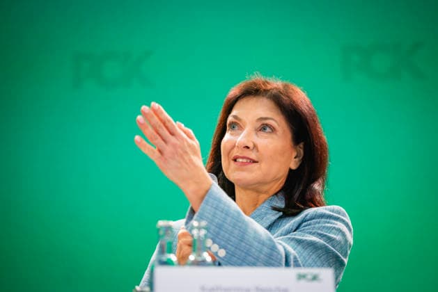 Katherina Reiche CDU , Federal Minister for Economic Affairs and Energy, photographed during a visit to PCK in Schwedt, 11 05 2026 Photographed on behalf of the BMWE Schwedt Germany Copyright: xJulianexSonntag BMWEx