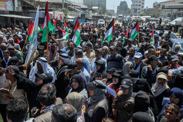 Palestinians attend the National Return Festival held within the 78th anniversary of the Nakba KHAN YUNIS, GAZA, PALESTINE - MAY 11: Palestinians gather to attend the ‘National Return Festival’ organized by the Department of Refugee Affairs affiliated with the Palestine Liberation Organization to commemorate the 78th anniversary of the Nakba in Khan Yunis, Gaza, Palestine on May 11, 2026. Abed Rahim Khatib Anadolu Khan Yunis Gaza. Editorial use only. Please get in touch for any other usage.  Copyright: x2026xAnadoluxAbedxRahimxKhatibx