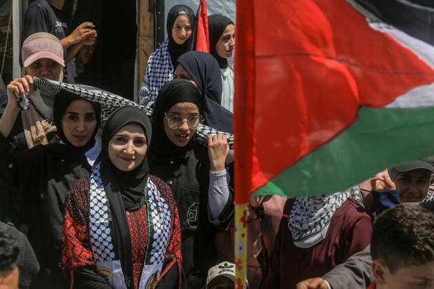 Palestinians attend the National Return Festival held within the 78th anniversary of the Nakba KHAN YUNIS, GAZA, PALESTINE - MAY 11: Palestinians gather to attend the ‘National Return Festival’ organized by the Department of Refugee Affairs affiliated with the Palestine Liberation Organization to commemorate the 78th anniversary of the Nakba in Khan Yunis, Gaza, Palestine on May 11, 2026. Abed Rahim Khatib Anadolu Khan Yunis Gaza. Editorial use only. Please get in touch for any other usage.  Copyright: x2026xAnadoluxAbedxRahimxKhatibx