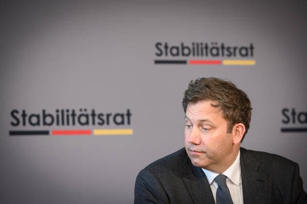 Berlin, Press conference on the 35th meeting of the Stability Council with Lars Klingbeil Press conference on the 35th meeting of the Stability Council with Finance Minister Lars Klingbeil SPD , Thiess Büttner Chairman of the