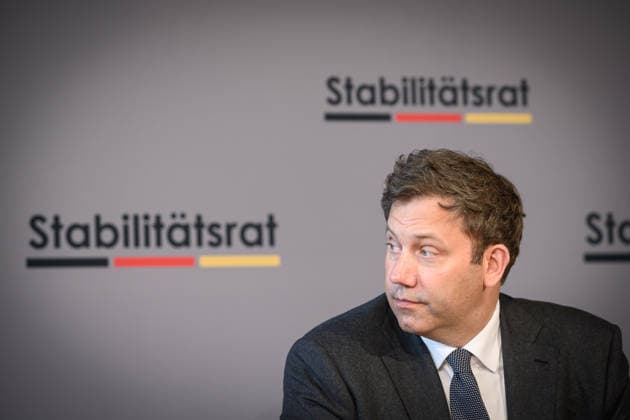 Berlin, Press conference on the 35th meeting of the Stability Council with Lars Klingbeil Press conference on the 35th meeting of the Stability Council with Finance Minister Lars Klingbeil SPD , Thiess Büttner Chairman of the