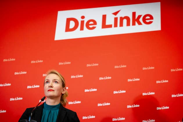 Ines Schwerdtner, Chairwoman of the Left Party, at a press conference in Berlin, 11 05 2026 Berlin Germany Copyright: xYonaxElsnerx