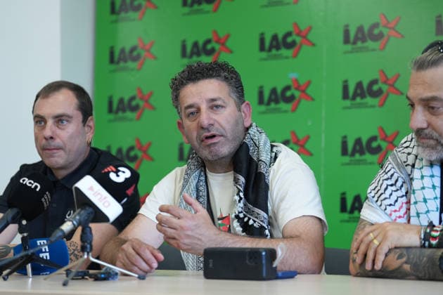 Press conference of Global Sumud Flotilla activist released by Israel, Saif Abukeshek in Barcelona Global Sumud Flotilla activist released by Israel, Saif Abukeshek c , during a press conference, on May 11, 2026, in Barcelona, Catalunya Espana Abukeshek has flown to Spain from Athens after being released by Israeli authorities Activists Saif Abukeshek and Thiago Avila were intercepted by Israeli forces on April 30 in international waters while sailing towards the Gaza Strip aboard the Global Sumud Flotilla Following their arrest, Abukeshek and Thiago were transferred to the Shikma detention center, located in the city of Ashkelon, Israel 11 MAY 2026 Barcelona Catalunya Barcelona Catalunya Catalunya Espana  Copyright: xDavidxZorrakinox 7515563