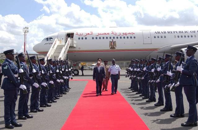 Egyptian President Abdel Fattah al-Sisi arrives at Jomo Kenyatta International Airport in Nairobi to participate Egyptian President Abdel Fattah al-Sisi arrives at Jomo Kenyatta International Airport in Nairobi to participate in the Africa-France Summit. He is received by Kenyan officials and Egyptian diplomats in Nairobi, Kenya, on May 11, 2026. Photo by Egyptian President Office apaimages Cairo Cairo Egypt 110526_Kenyan_EPO_00(6) Copyright: xapaimagesxEgyptianxPresidentxOfficex xapaimagesx