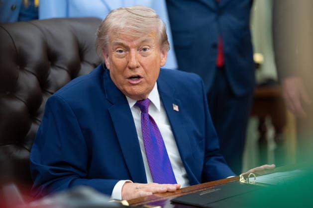 President Donald Trump gives remarks during an event promoting maternal healthcare in the Oval Office of the White House in Washington, DC on Monday, May 11, 2026. President Trump is meeting with healthcare workers as his administration launches Moms.gov to highlight resources for unexpected pregnancies.  WAX20260511204 AaronxSchwartz