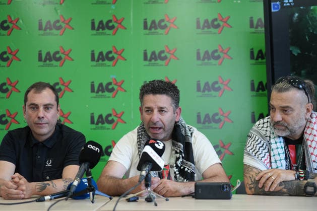 Press conference of Global Sumud Flotilla activist released by Israel, Saif Abukeshek in Barcelona Global Sumud Flotilla activist released by Israel, Saif Abukeshek c , and Global Sumud Flotilla member Eduard Lucas d , during a press conference, on May 11, 2026, in Barcelona, Catalunya Espana Abukeshek has flown to Spain from Athens after being released by Israeli authorities Activists Saif Abukeshek and Thiago Avila were intercepted by Israeli forces on April 30 in international waters while sailing towards the Gaza Strip aboard the Global Sumud Flotilla Following their arrest, Abukeshek and Thiago were transferred to the Shikma detention center, located in the city of Ashkelon, Israel 11 MAY 2026 Barcelona Catalunya Catalunya Catalunya C  Copyright: xDavidxZorrakinox 7515585